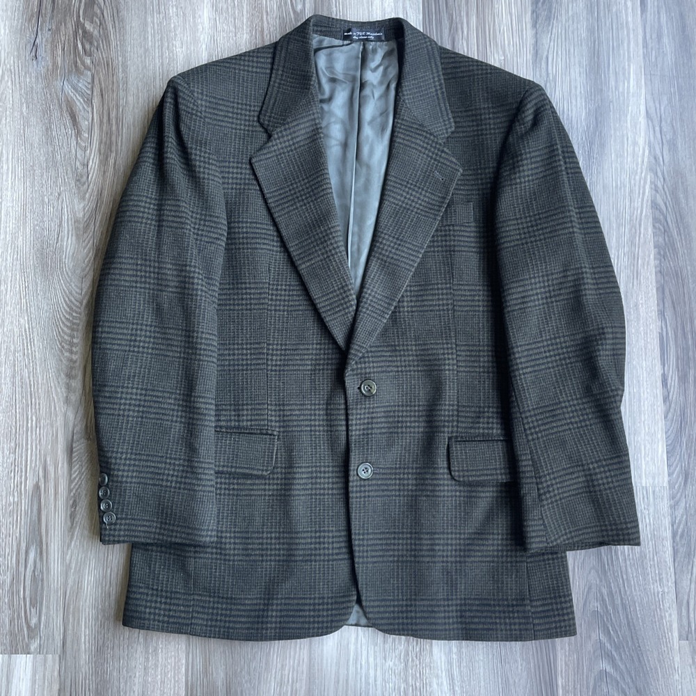 Vintage Gianfranco Ruffini Italy Plaid Cashmere Wool‎ Sport Coat Blazer Mens 38R